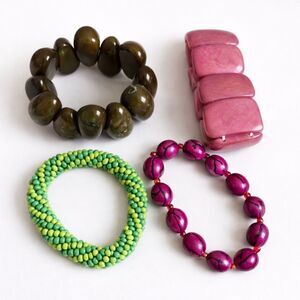 Handmade Kenyan Beaded Bracelets Set Animal Print Woman Owned Artisan Jewelry